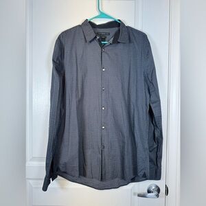 John Varvatos Navy Blue Luxe Fit Dress Casual Button Down Shirt Large EUC #5787